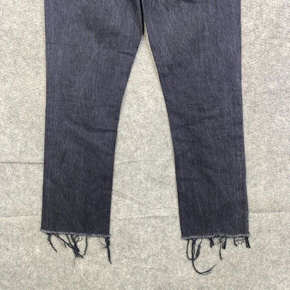 Aritzia Denim Forum The Dillon High Rise Slim 28L size 24 Black Raw Hem - Picture 13 of 13